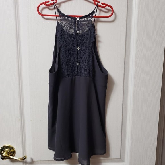 Dark Gray Tank Top Blouse - Naked Zebra - Picture 2 of 4